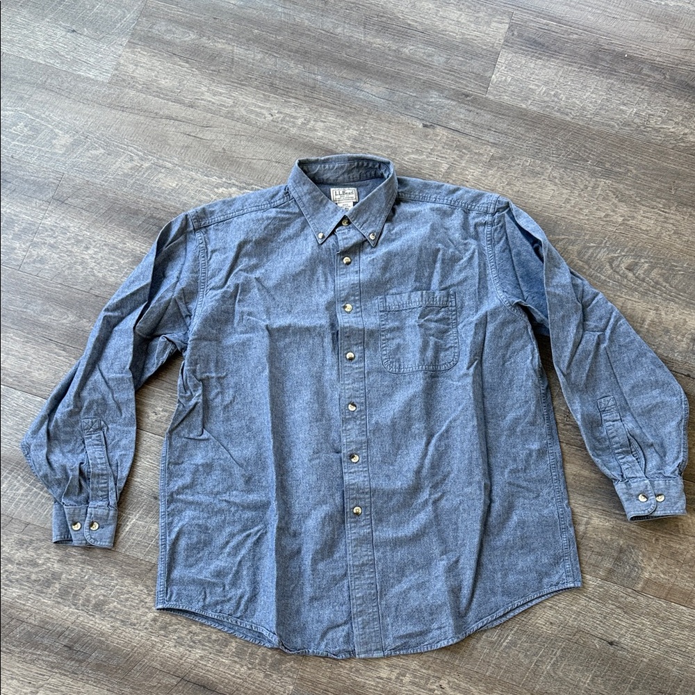 L.L. Bean Casual Blue Button Down Shirt - Large, Cotton